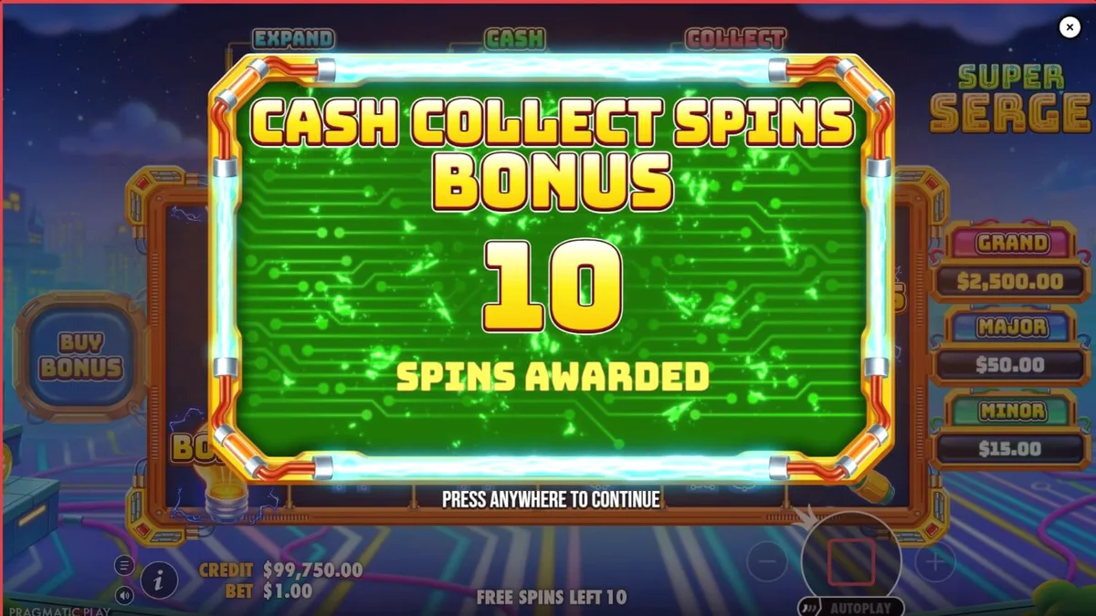 Interface do jogo Super Serge em um dispositivo móvel